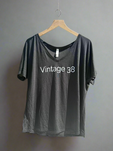 Vintage 38 Black T-Shirt (V Neck) NEW